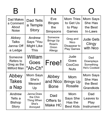 Christmas 2023 Bingo Card