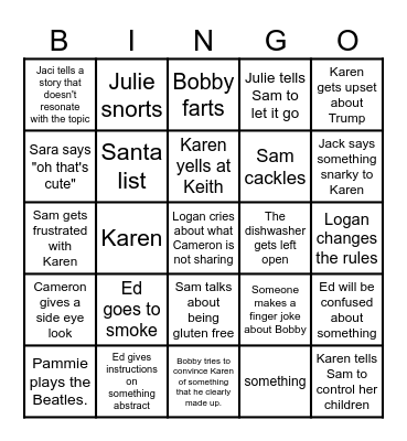 Family Bingo 2023 Bingo Card