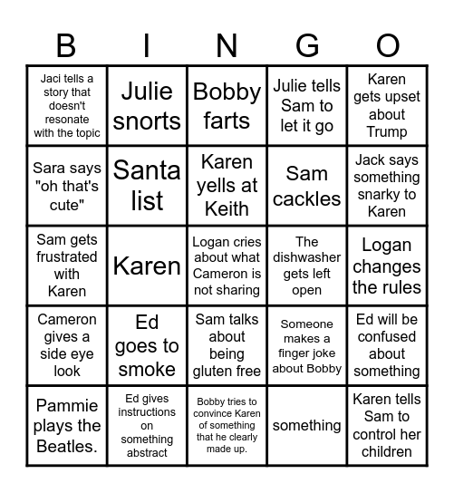 Family Bingo 2023 Bingo Card