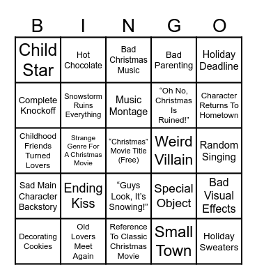 Bad Christmas Movies Bingo Card