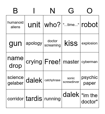 doctor who trailer bingo Card