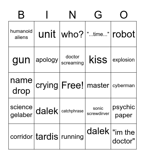 doctor who trailer bingo Card