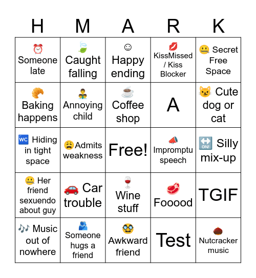 🎄Hallmark Bingo Card