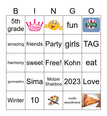 Chana Birthday Bingo Card