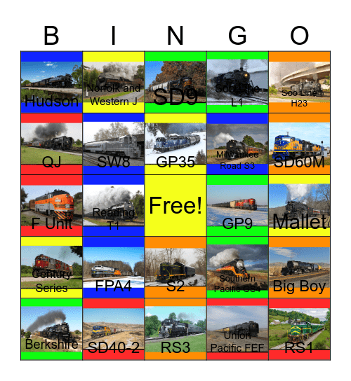 USA by Rail Bingo Card