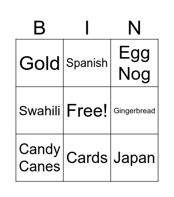 Chistmas Bingo Card