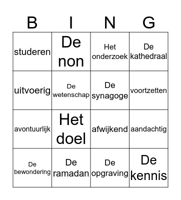 Taalbingo Card