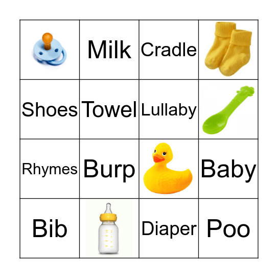 Carol & Jay's Baby Shower Bingo Card