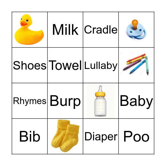 Carol & Jay's Baby Shower Bingo Card