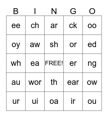 Phonogram Fun! Bingo Card