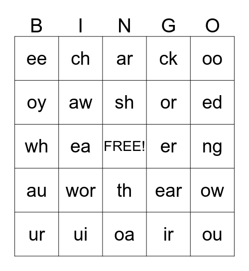 Phonogram Fun! Bingo Card