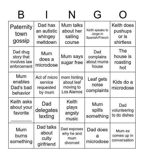 Chrimbo Bingo Card