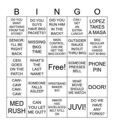 Booking Bingo Card