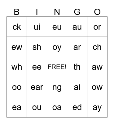 Phonogram Fun! Bingo Card