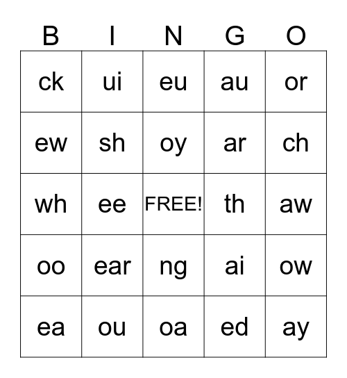 Phonogram Fun! Bingo Card