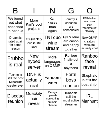 MCYT 2023 bingo Card