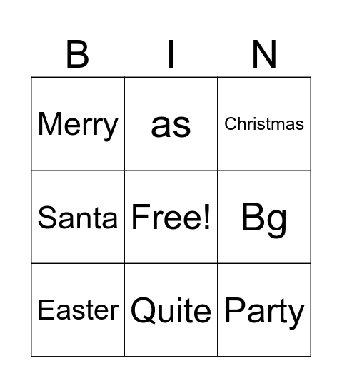 Xmas Bingo Card