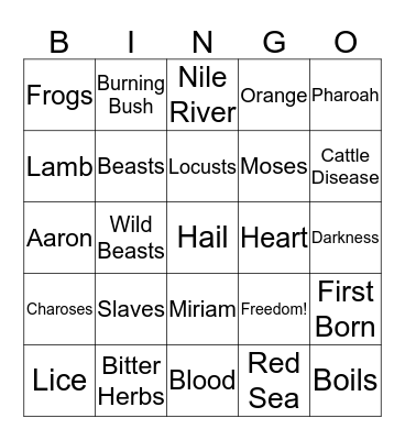 Passover Bingo Card