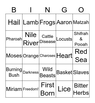 Passover Bingo Card