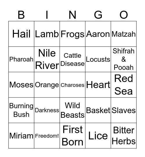 Passover Bingo Card