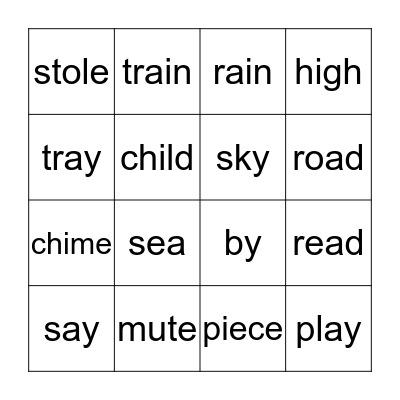1st Grade Long Vowel Bingo Card