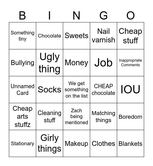 Untitled Bingo Card
