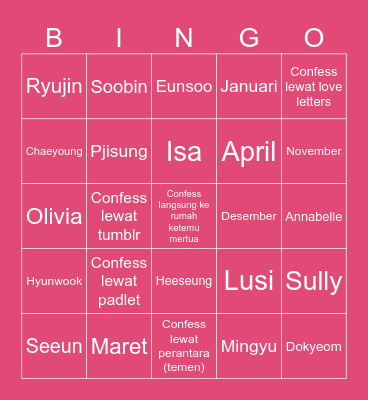 yoursjakeu Bingo Card