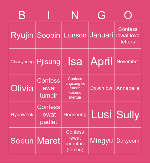 yoursjakeu Bingo Card