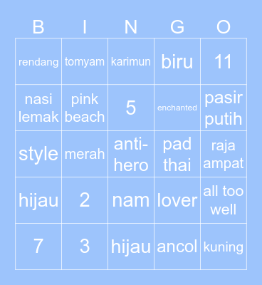 bingo punya gea part 2 Bingo Card