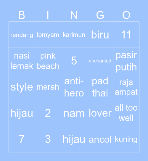 bingo punya gea part 2 Bingo Card