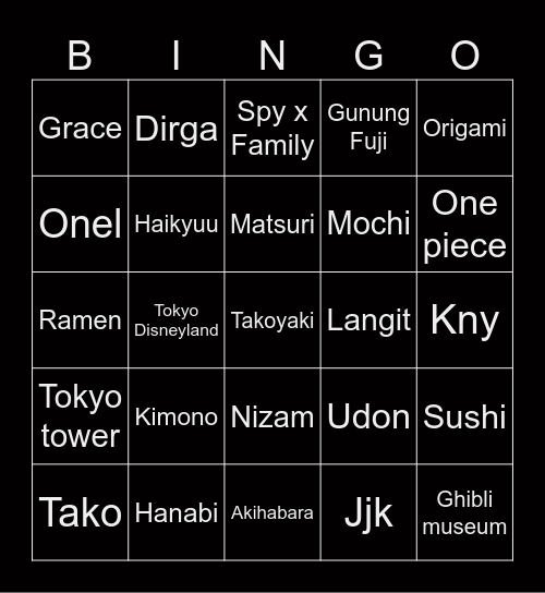 Milik Zenon Bingo Card