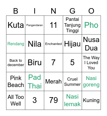 MIU Bingo Card