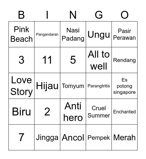 2015 Bingo Card
