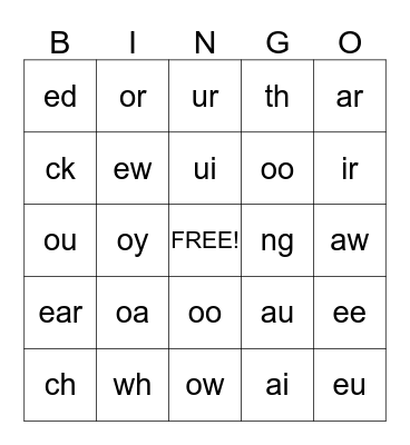 Phonogram Fun! Bingo Card