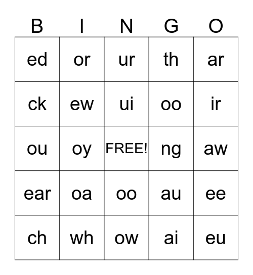 Phonogram Fun! Bingo Card