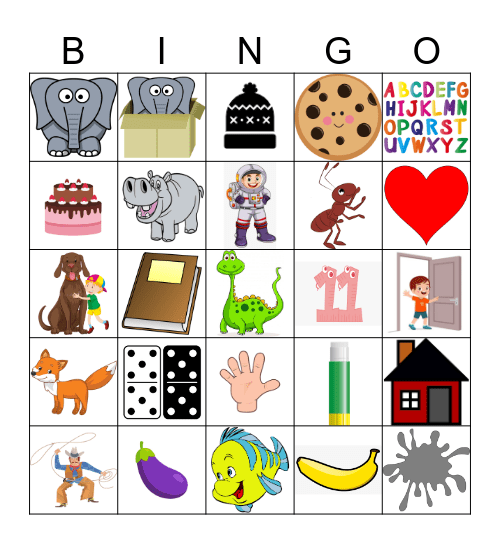 Letters A to I Bingo Card