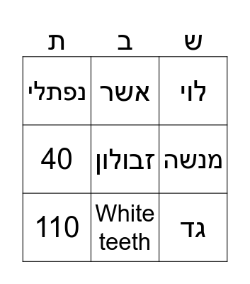 ויחי Bingo Card