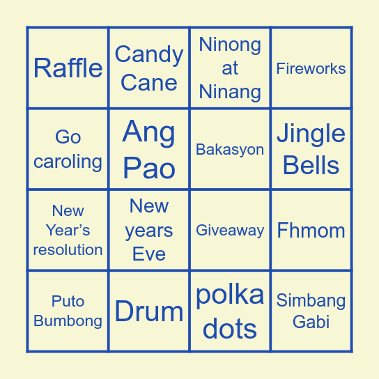 Holiday Bingo Card