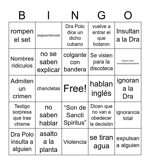 Sala de Parejas Bingo Card