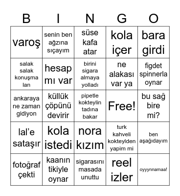 test bingo Card