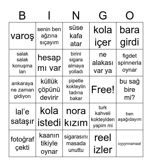 test bingo Card