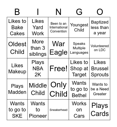 Get To Know Bingo! Bingo Card