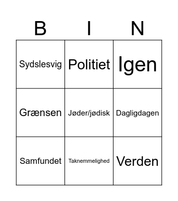 Nytår 2023 Bingo Card