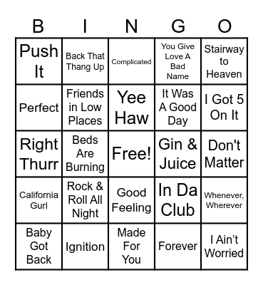 62 - MUSIC Bingo Card