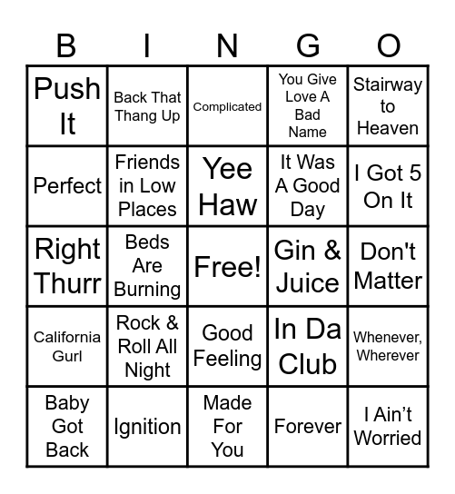 62 - MUSIC Bingo Card