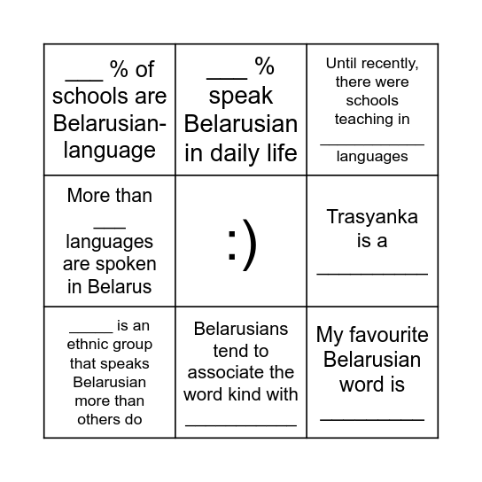 Languages in Belarus Bingo Card