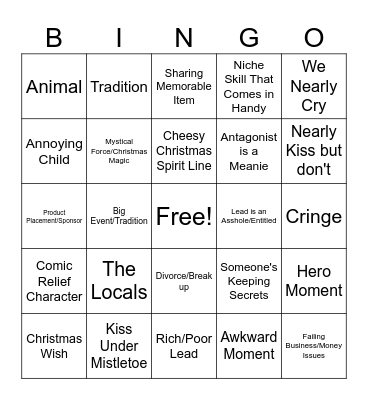 Christmas Films Bingo Card