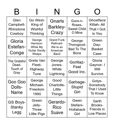 Radio Bingo "G" Unit Bingo Card