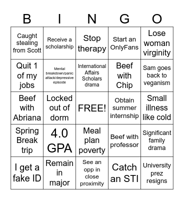 SP24 Bingo Card