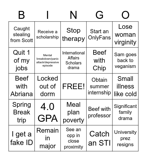 SP24 Bingo Card